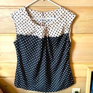 Retro printed cap sleeve blouse